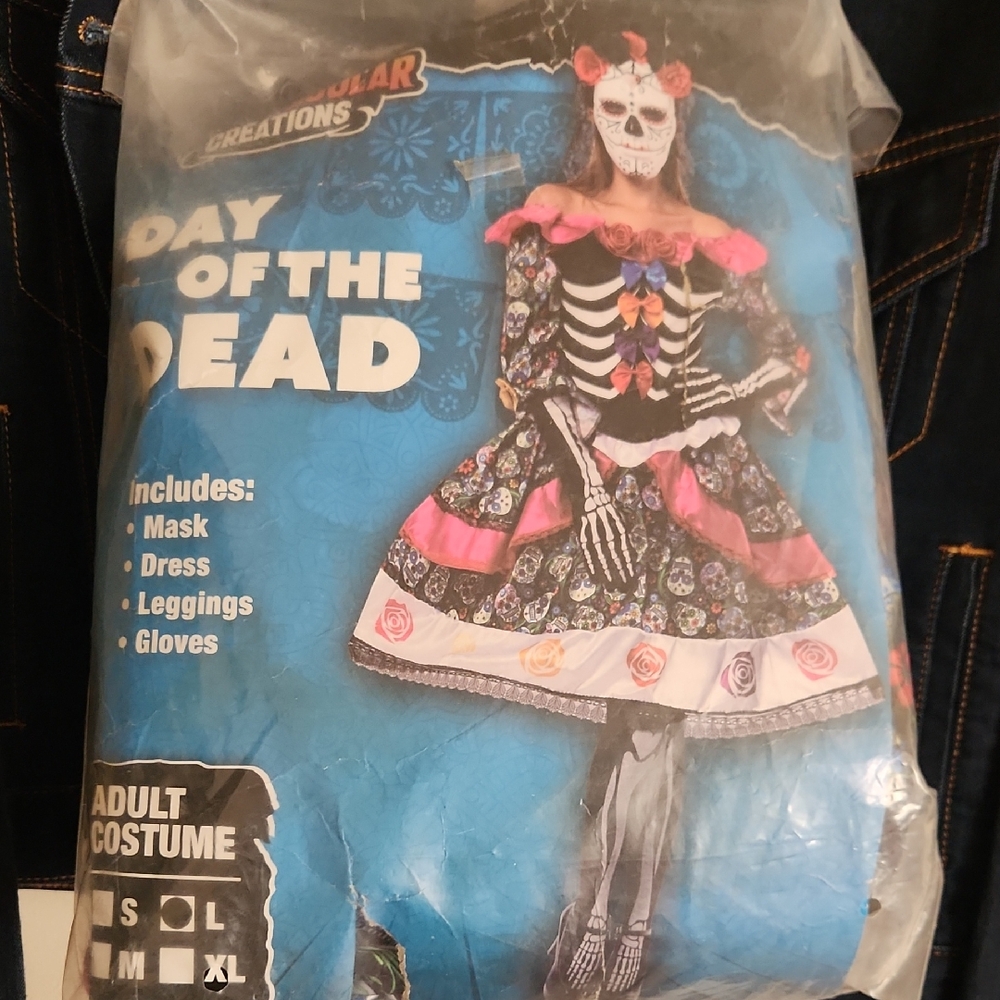 Day of the Dead Adult Costume with Mask and Dress
